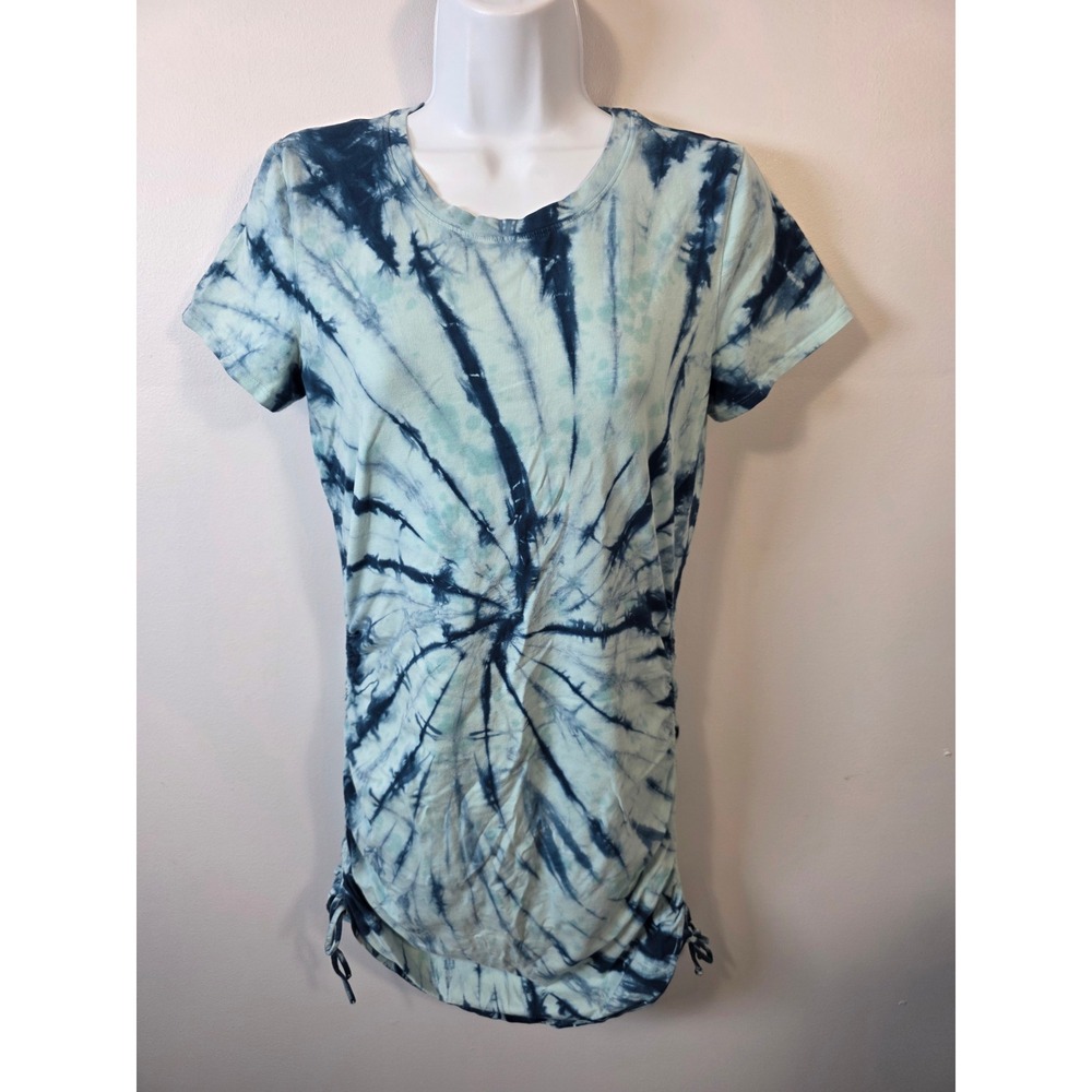 Victoria Secret PINK Blue Tie Dye Ruched Side Cinch T-shirt Dress Medium M